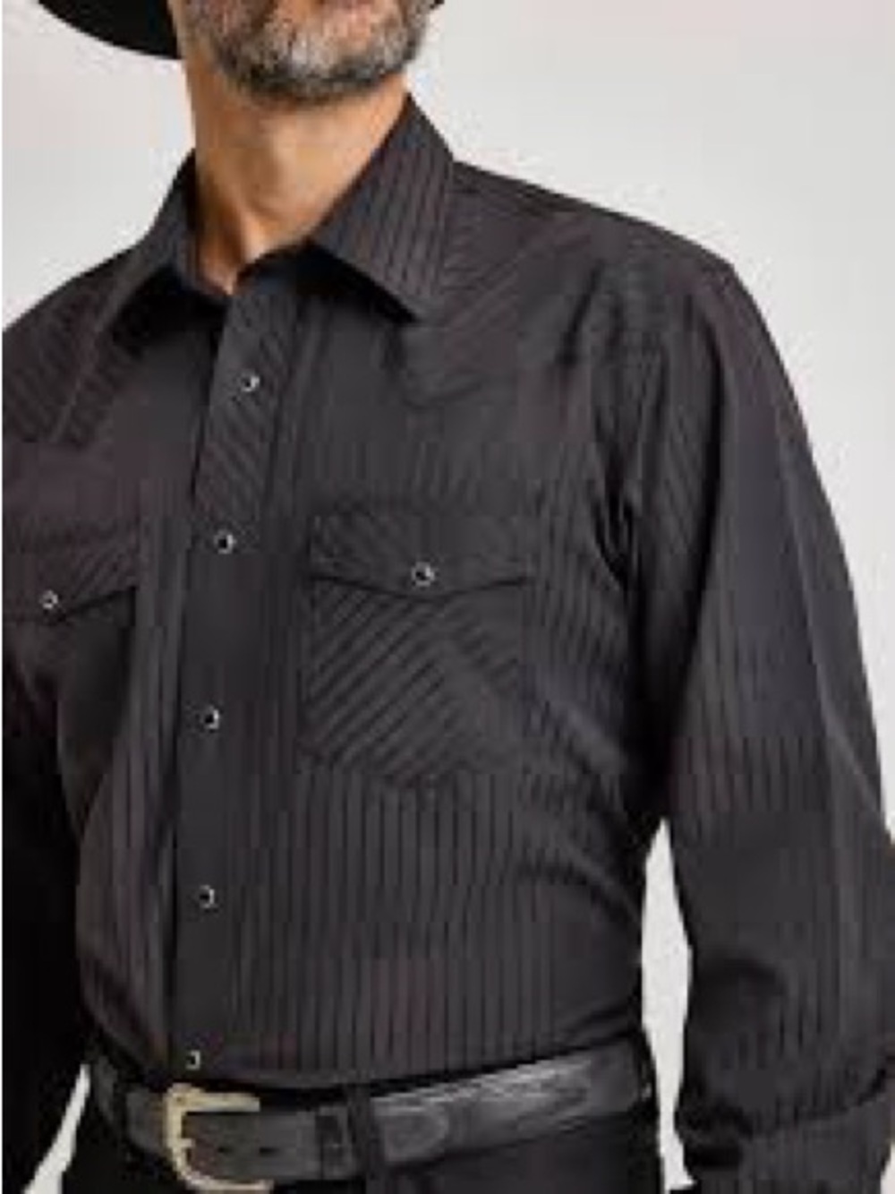 Men's Black Pinstripe Western Shirt